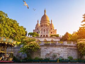 The Sacre Coeur Basilica is located at the highest point in Paris, on Montmartre Hill.